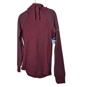 Columbia NWT Cascade Gorge Hoodie Waffle knit Maroon Stretchy Long Sleeve‎ sz S